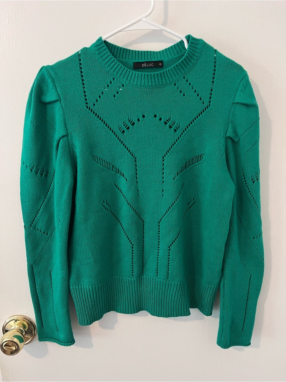Deluc Okeefe Pointelle Sweater Kelly Green Size Large